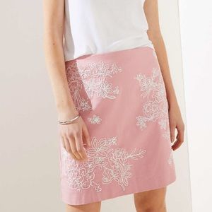 Ann Taylor Loft Floral Embroidered Blush Skirt